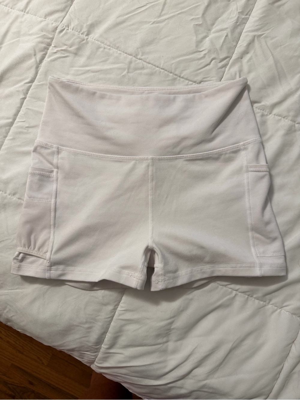 Free People High-Rise White Women’s Active Shorts with Side Pockets